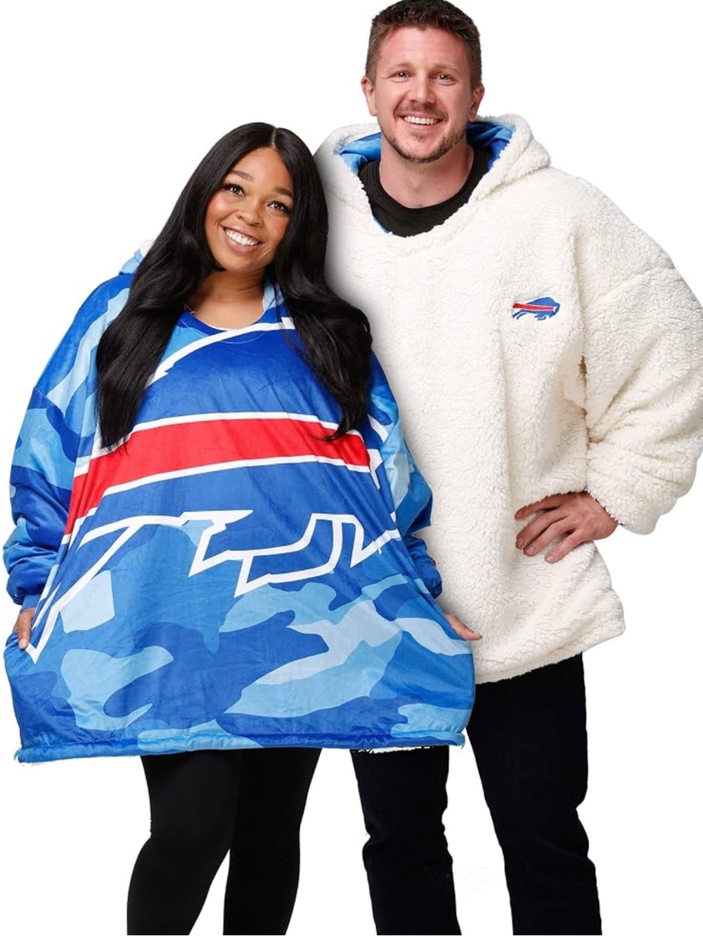 Buffalo Bills Oversized Sherpa & Camouflage Reversible Blanket Hoodie